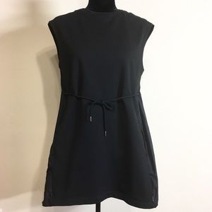 MONCLER | Black High Low Mini Drawstring Dress XS-M